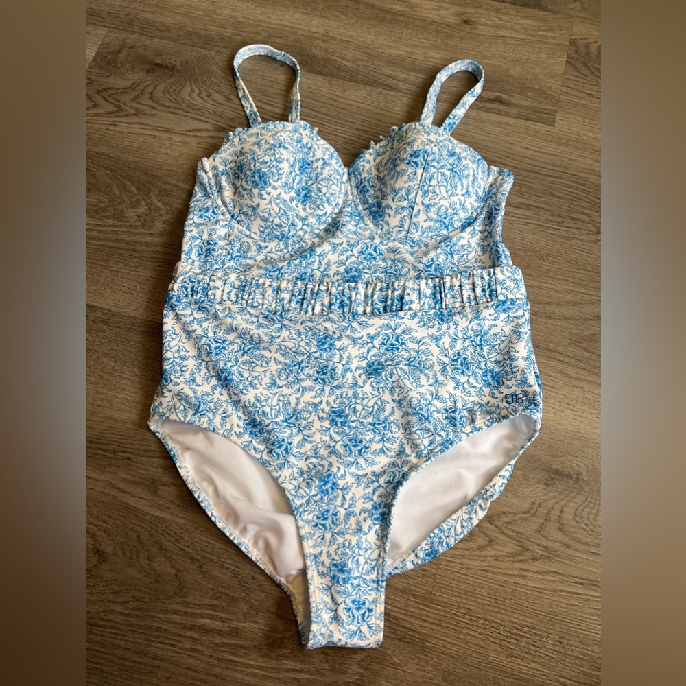 Albion Blue and White Floral One Piece Swimsuit